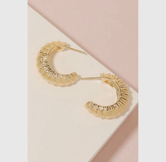 Textured Ridged Hoop Earrings